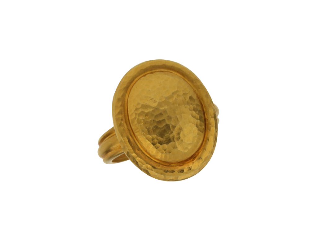 Δακτυλίδι σε χρυσό 18Κ οβάλ σφυρήλατο σε αρχαϊκό στυλ