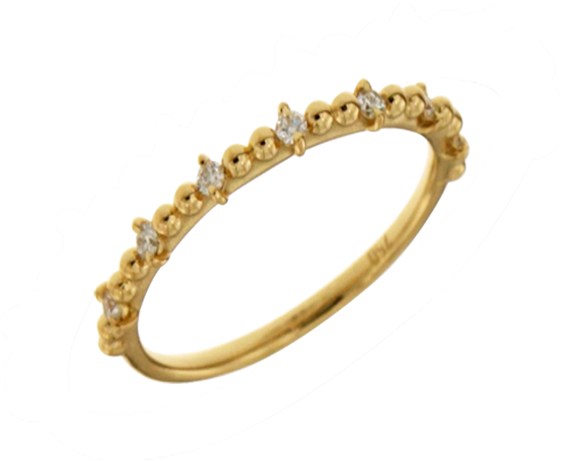 Δακτυλίδι σε χρυσό 18Κ σειρέ πολύ λεπτό με μπιλίτσες και ενδιάμεσα με διαμάντια