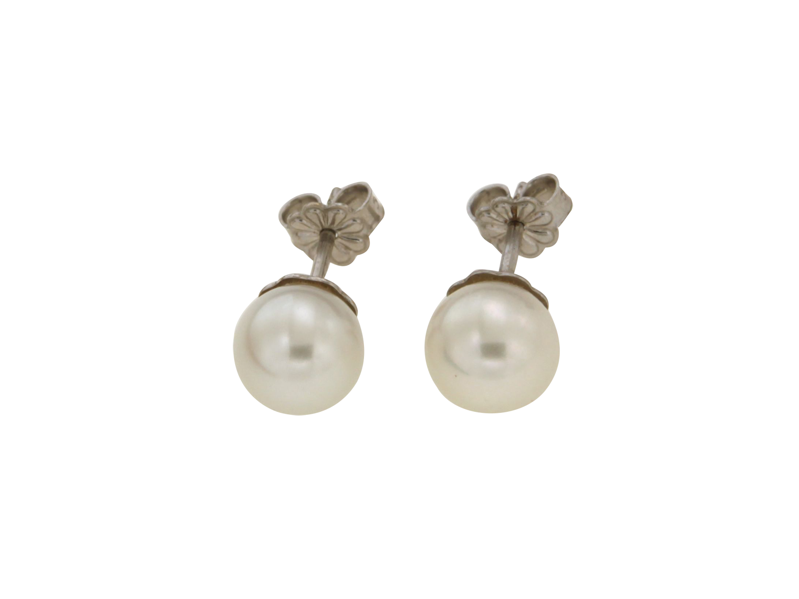 Σκουλαρίκια σε Λευκόχρυσο 18Κ, πάνω στο αυτί με Μαργαριτάρια λευκά, γλυκού νερού, 7-7,5χιλ.
