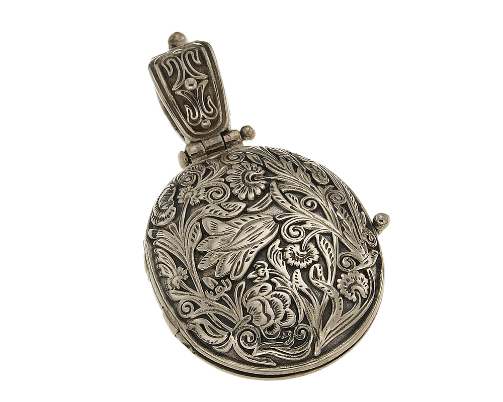 Μενταγιόν σε ασήμι 925°, Gerochristo locket οβάλ με σχέδια