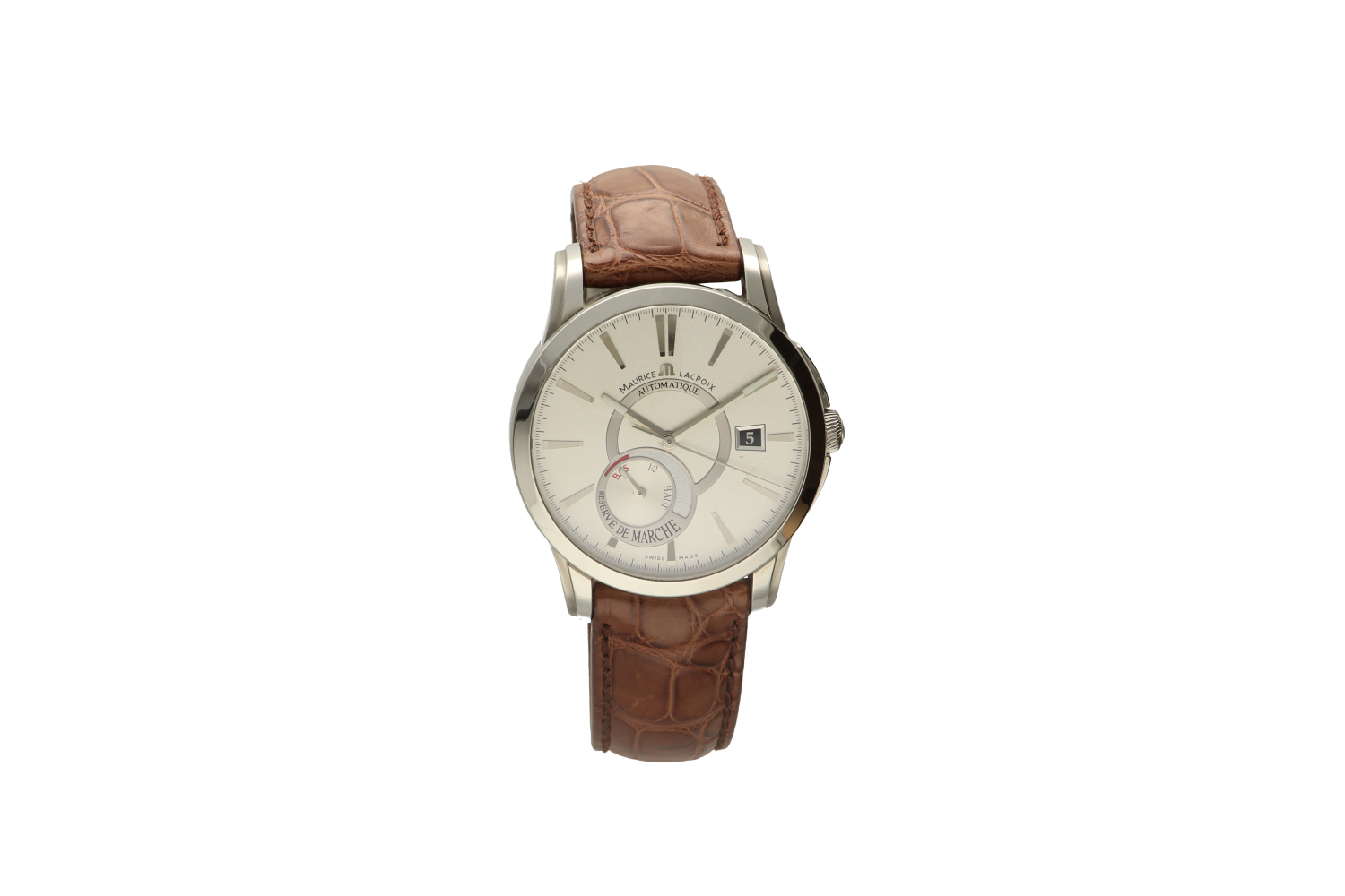 Ρολόι ανδρικό Maurice Lacroix PONTOS PT6168-SS001-330, με ασημί καντράν, Power Reserve, open back AO47540