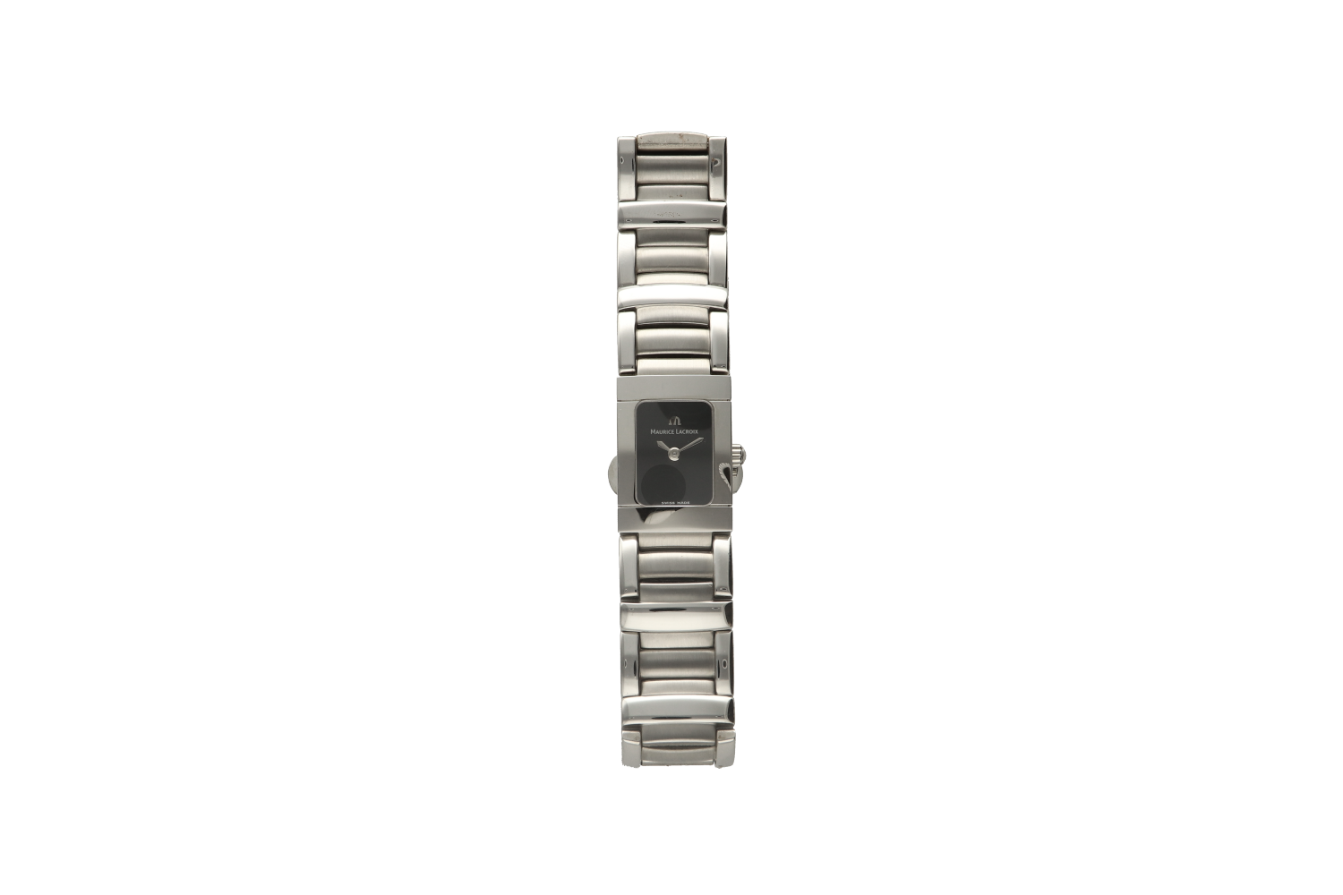 Ρολόι γυναικείο MAURICE LACROIX, MIRROS 32823 6703/1 με φαρδύ μπρασελέ και μαύρο καντράν S/N AC64299