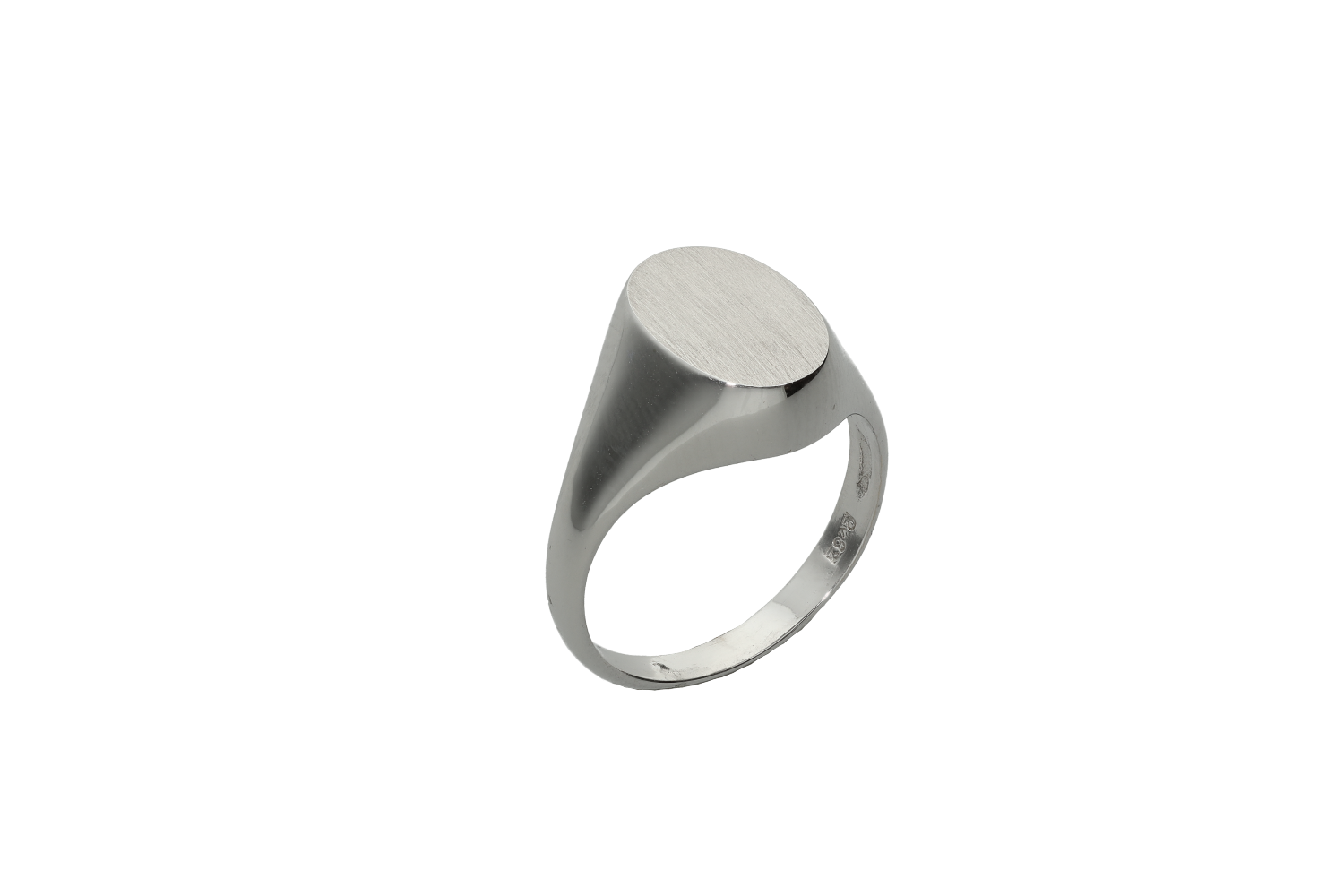 Δαχτυλίδι ανδρικό σε λευκόχρυσο 18Κ με οβάλ σχέδιο σατινέ με δυνατότητα χάραξης μονογράμματος