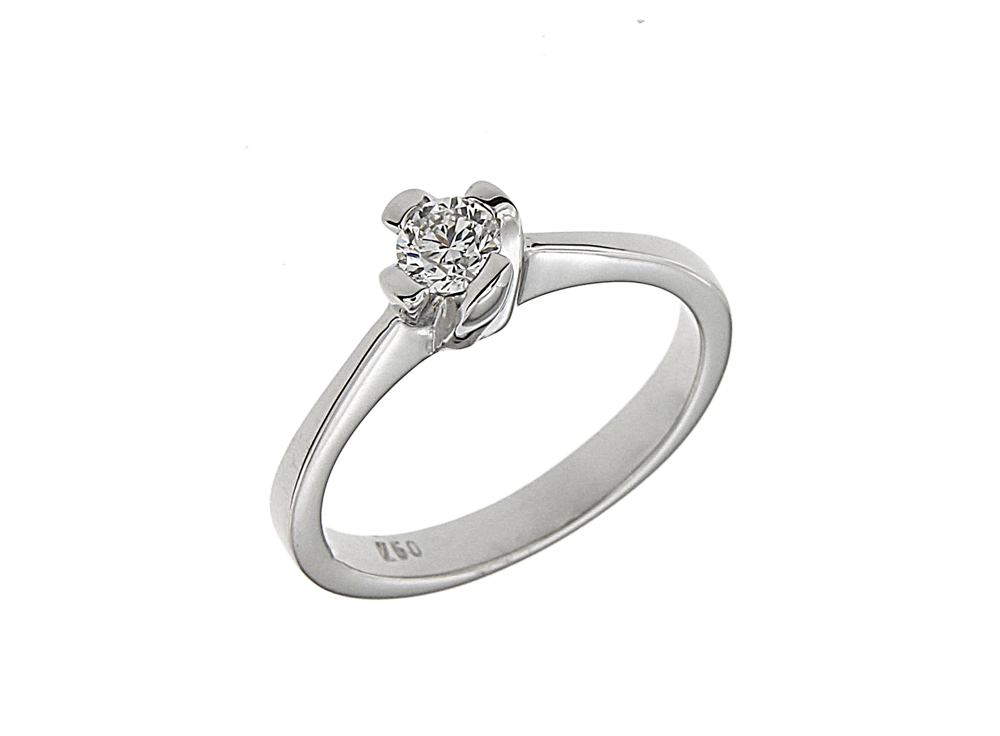 Δαχτυλίδι αρραβώνα γάμου σε λευκόχρυσο 18Κ Μονόπετρο με στριφτό καστόνι και λεπτή γάμπα με Διαμάντι 