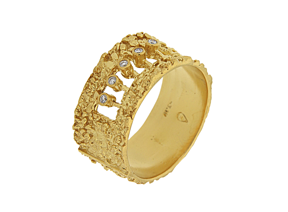 Δαχτυλίδι σε Χρυσό 18K Πλακέ Ζαγρέ με Διαμάντια