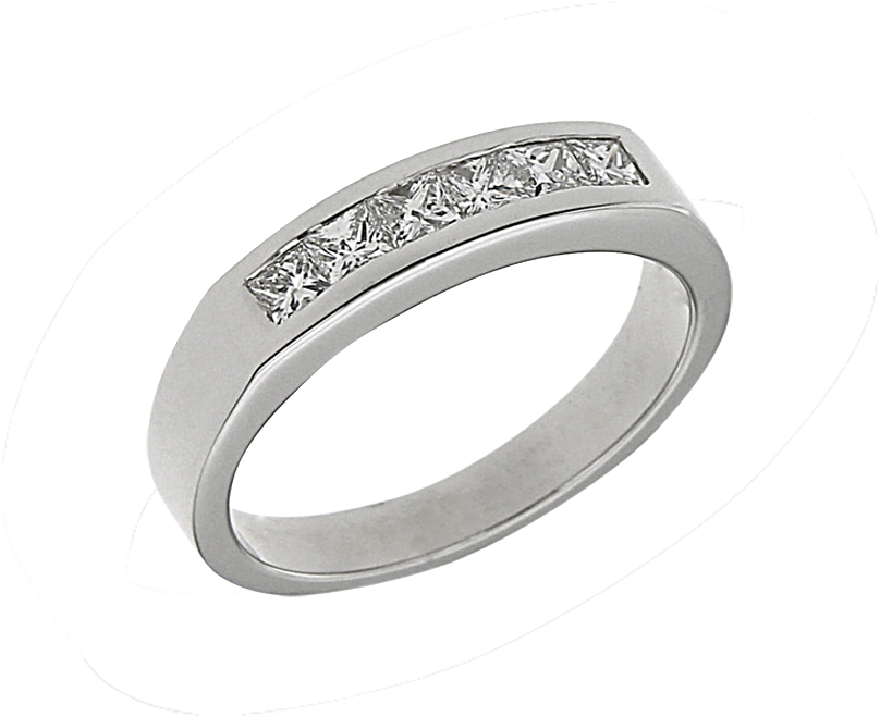 Δαχτυλίδι σε Λευκόχρυσο 18Κ Σειρέ Τετραγωνισμένο με Διαμάντια Princess