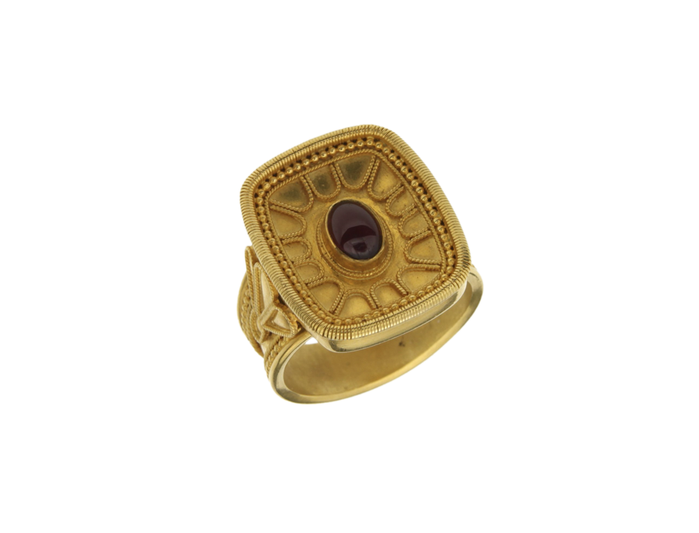 Δαχτυλίδι σε Χρυσό 18K Παραδοσιακό Ελληνικό σχέδιο με Γρανάδα από τη συλλογή 