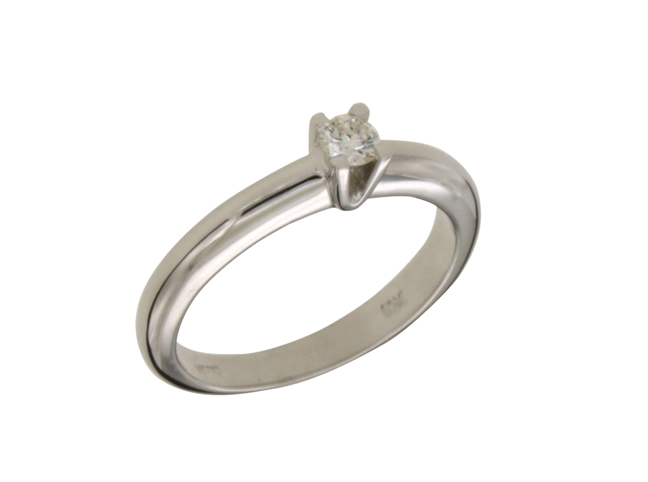 Δαχτυλίδι αρραβώνων σε Λευκόχρυσο 18Κ Μοντέρνο μονόπετρο με φαρδυά στρογγυλεμένη γάμπα με ένα Διαμάντι
