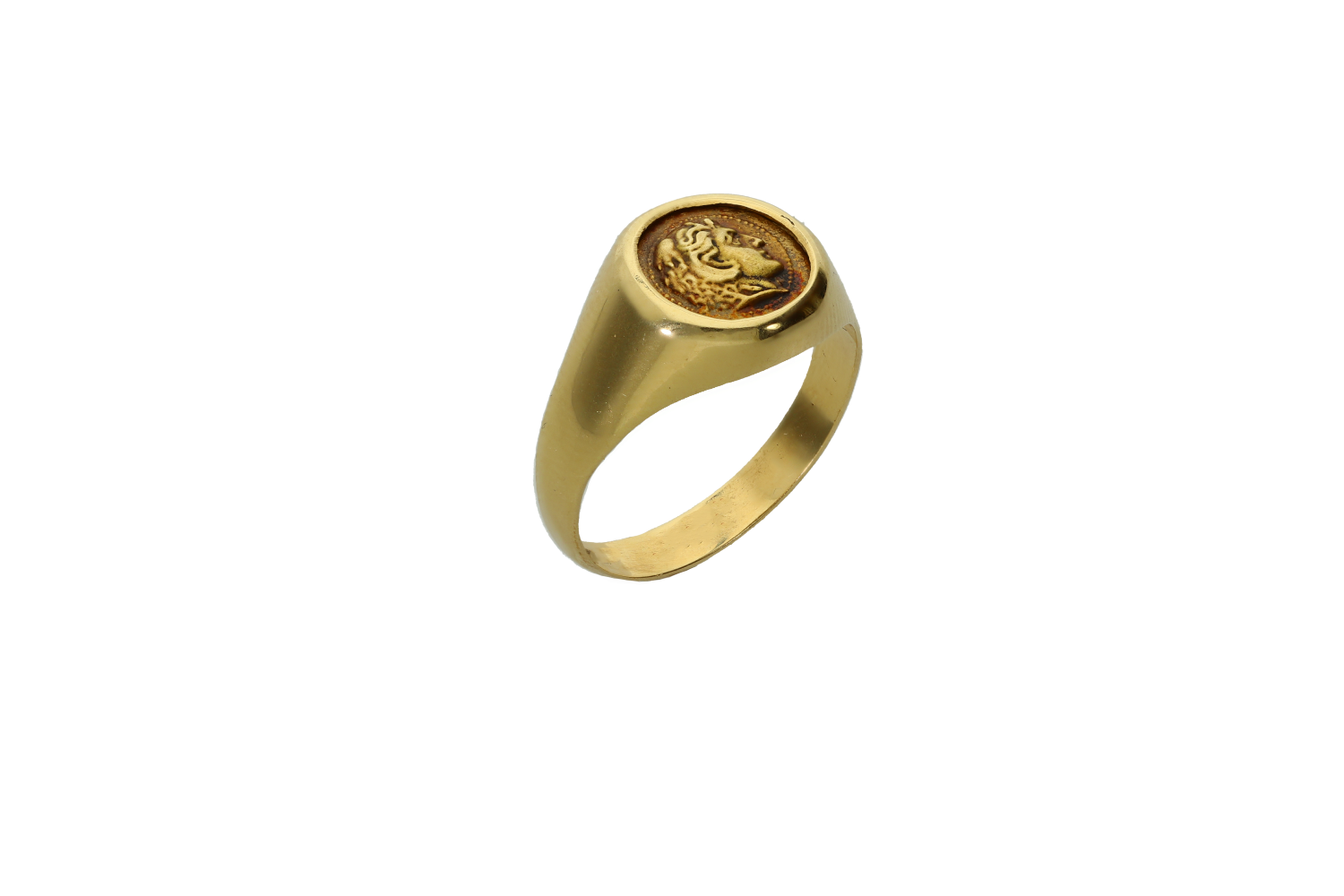 Δακτυλίδι σε χρυσό 14Κ με νόμισμά που απεικονίζει τον Ηρακλή 
