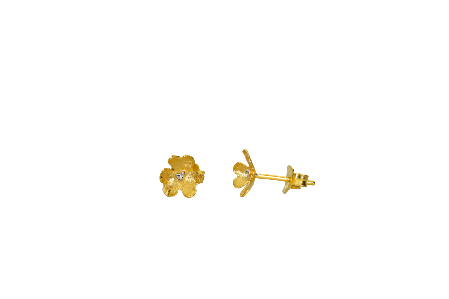 Σκουλαρίκια σε χρυσό 14Κ ένα λουλούδι με Ζιργκόν