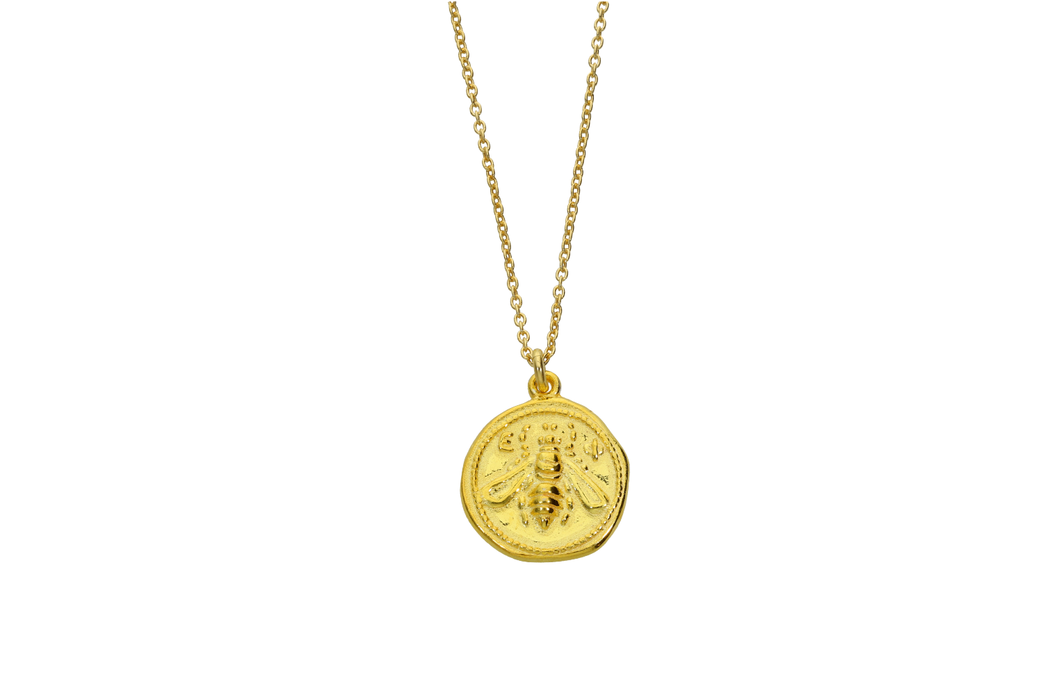 Κολιέ σε ασήμι 925° επίχρυσο με Αρχαίο νόμισμα πού απεικονίζει την Μέλισσα από την Κρήτη