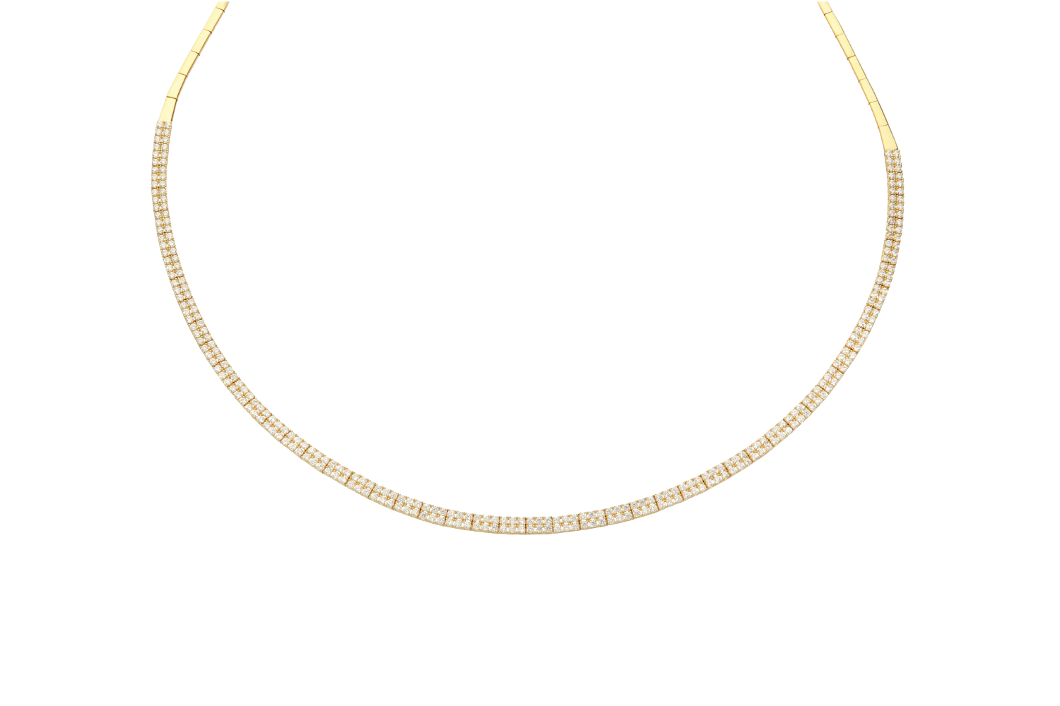 Κολιέ σε χρυσό 14Κ Ριβιέρα διπλή παβέ τετργωνισμένο σχέδιο με ζιργκόν