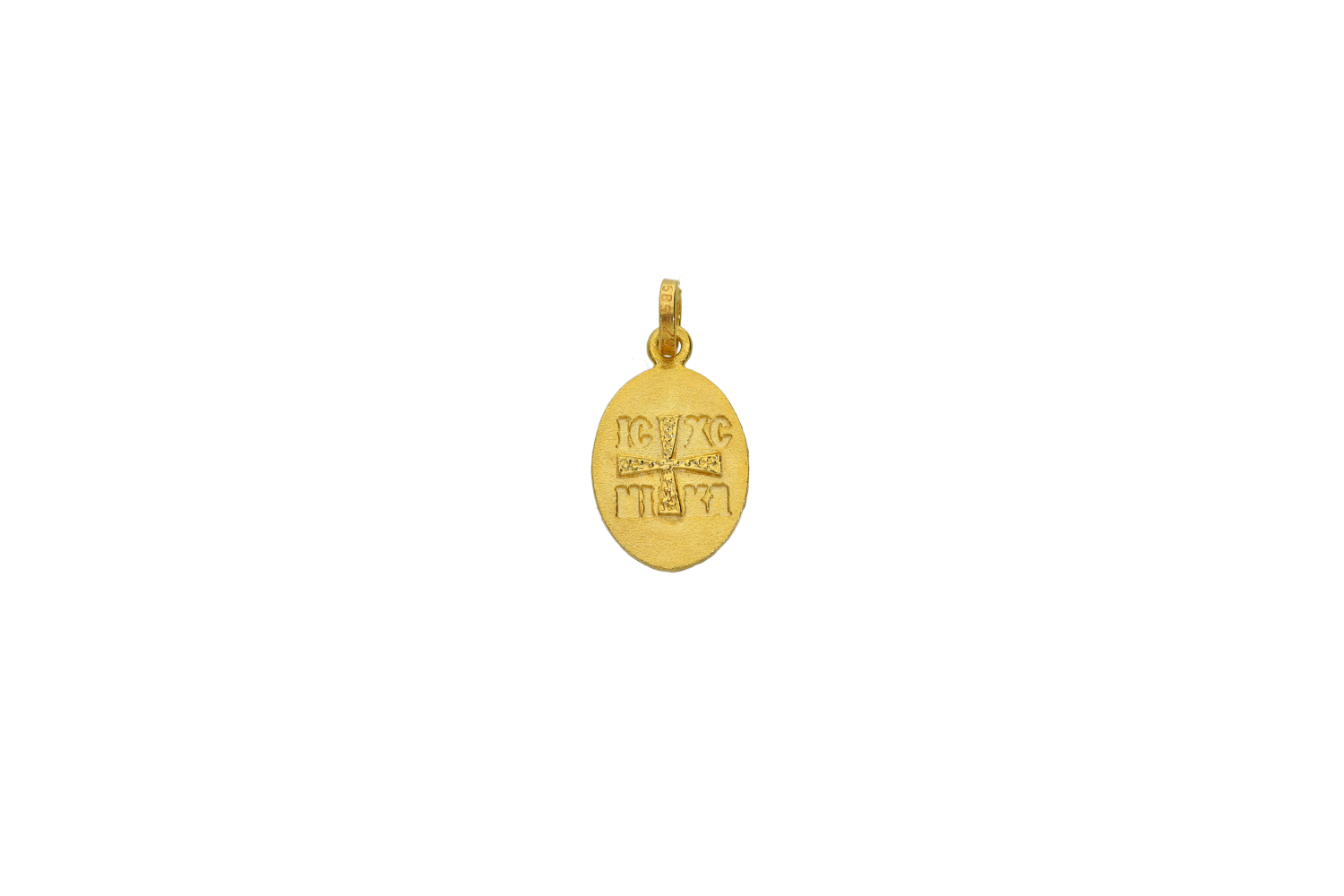 Κωνσταντινάτο σε χρυσό 14Κ οβάλ ICNIKA με ανάγλυφο σταυρό