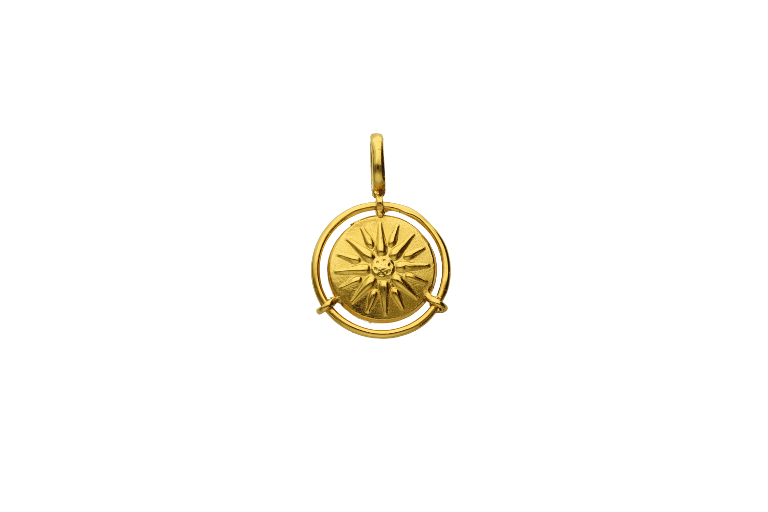 Μενταγιόν σε χρυσό 14Κ Ήλιος της Βεργίνας με πλαίσιο από σύρμα