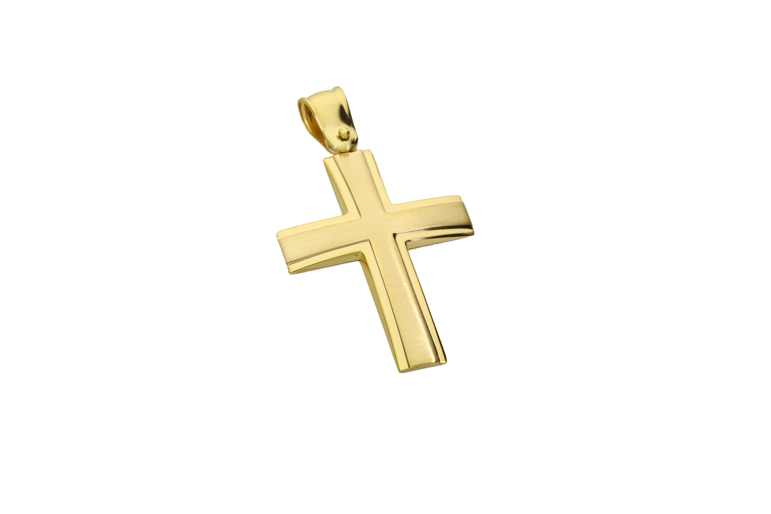 Σταυρός Βάπτισης για αγόρι σε χρυσό 14Κ γυαλιστερός με ματ κέντρο