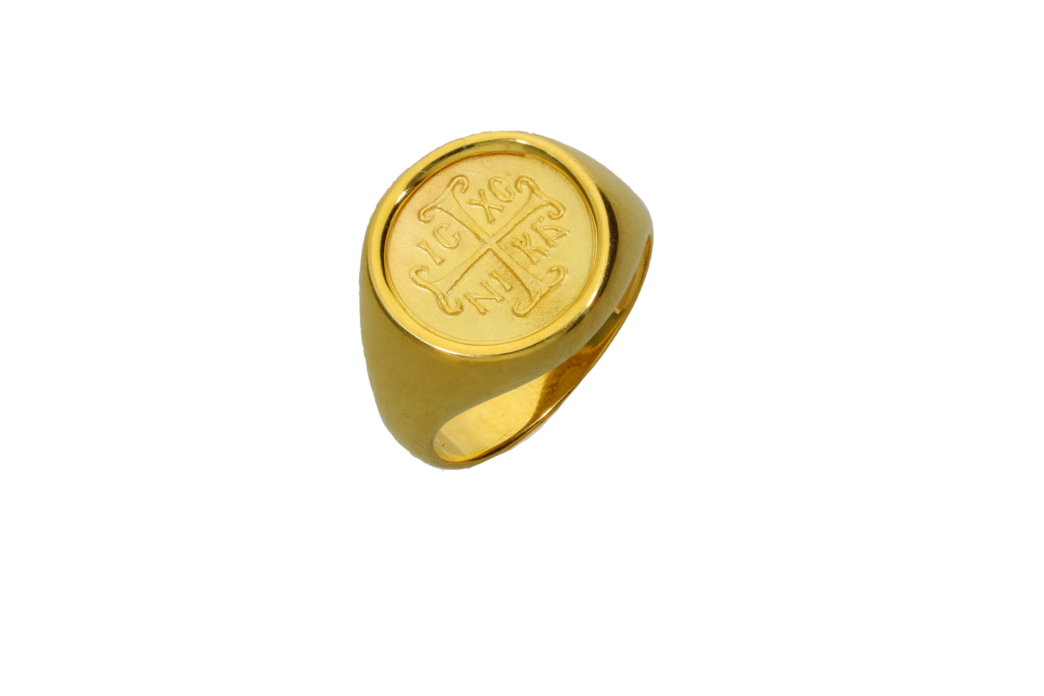 Δαχτυλίδι ανδρικό σε χρυσό 18Κ με Κωνσταντινάτο (ΙΧΝΙΚΑ) με σταυρό μπροστά