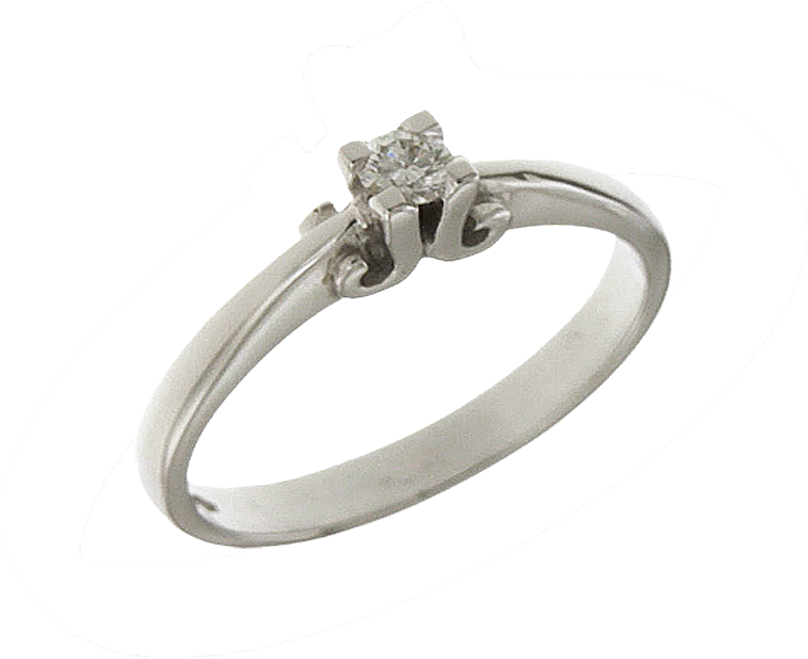 Δαχτυλίδι αρραβώνων σε λευκόχρυσο 18Κ τετράγωνο καστόνι με σχέδιο στο πλαί με ένα διαμάντι κοπής μπριγιάν