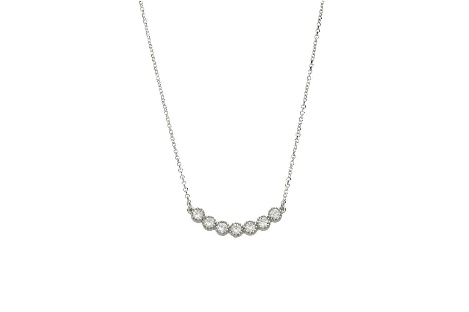 Κολιέ σε λευκόχρυσο 9Κ μια καμπύλη με ζιργκόν