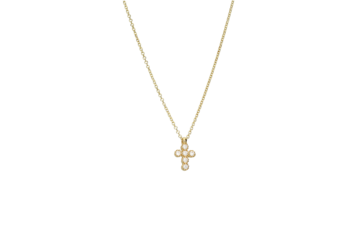 Κολιέ σε χρυσό 14Κ σταυρουδάκι με ζιργκόν
