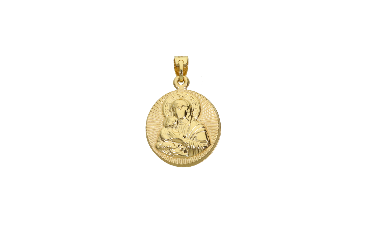 Φυλαχτό σε δίχρωμο χρυσό 14Κ από την μία πλευρά η Παναγία να κρατά τον Ιησού και από την άλλη ο Αρχάγγελος Μιχαηλ 