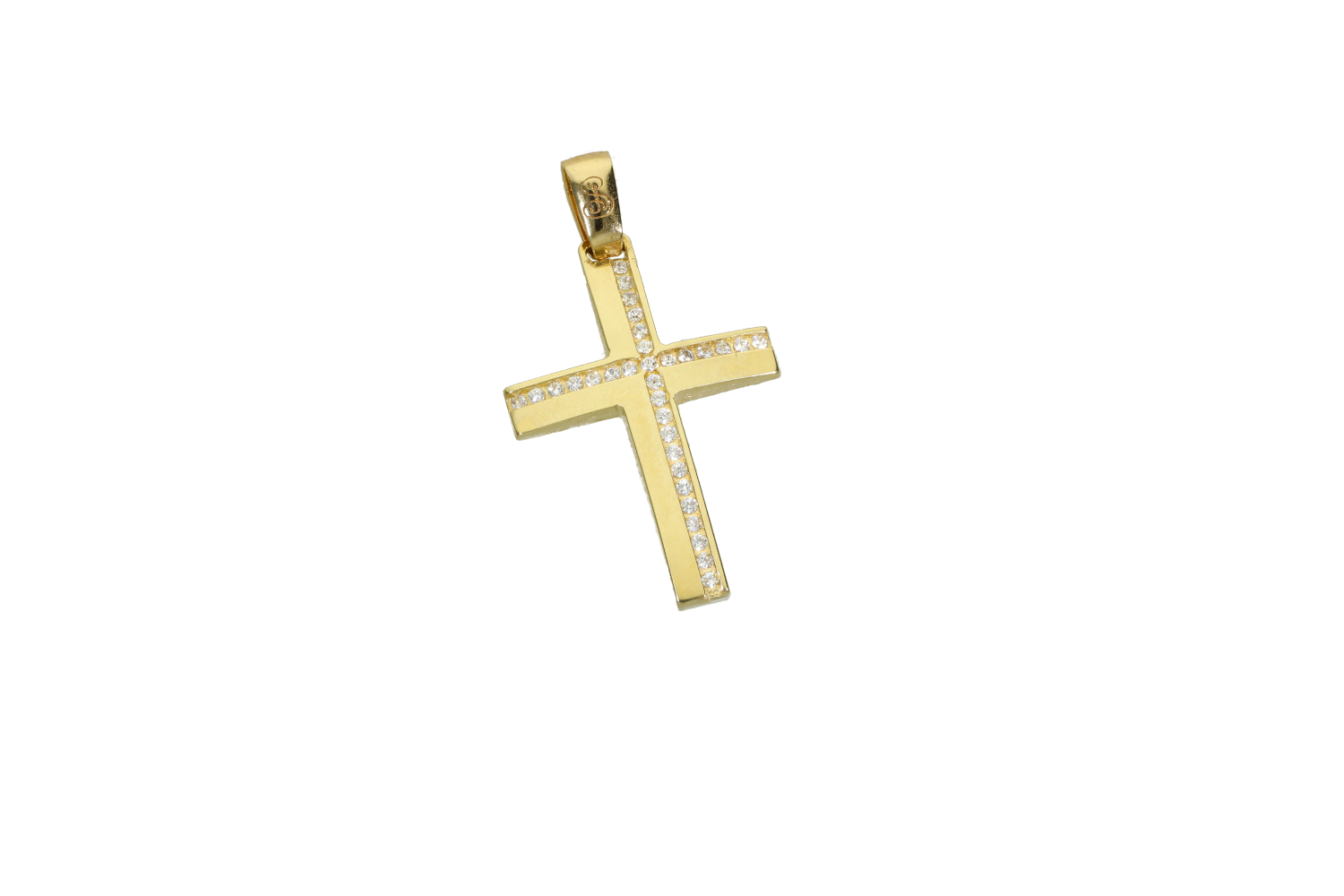 Σταυρός σε χρυσό για βάφτιση κοριτσιού14Κ με σταυρό από ζιργκόν παράκεντρα