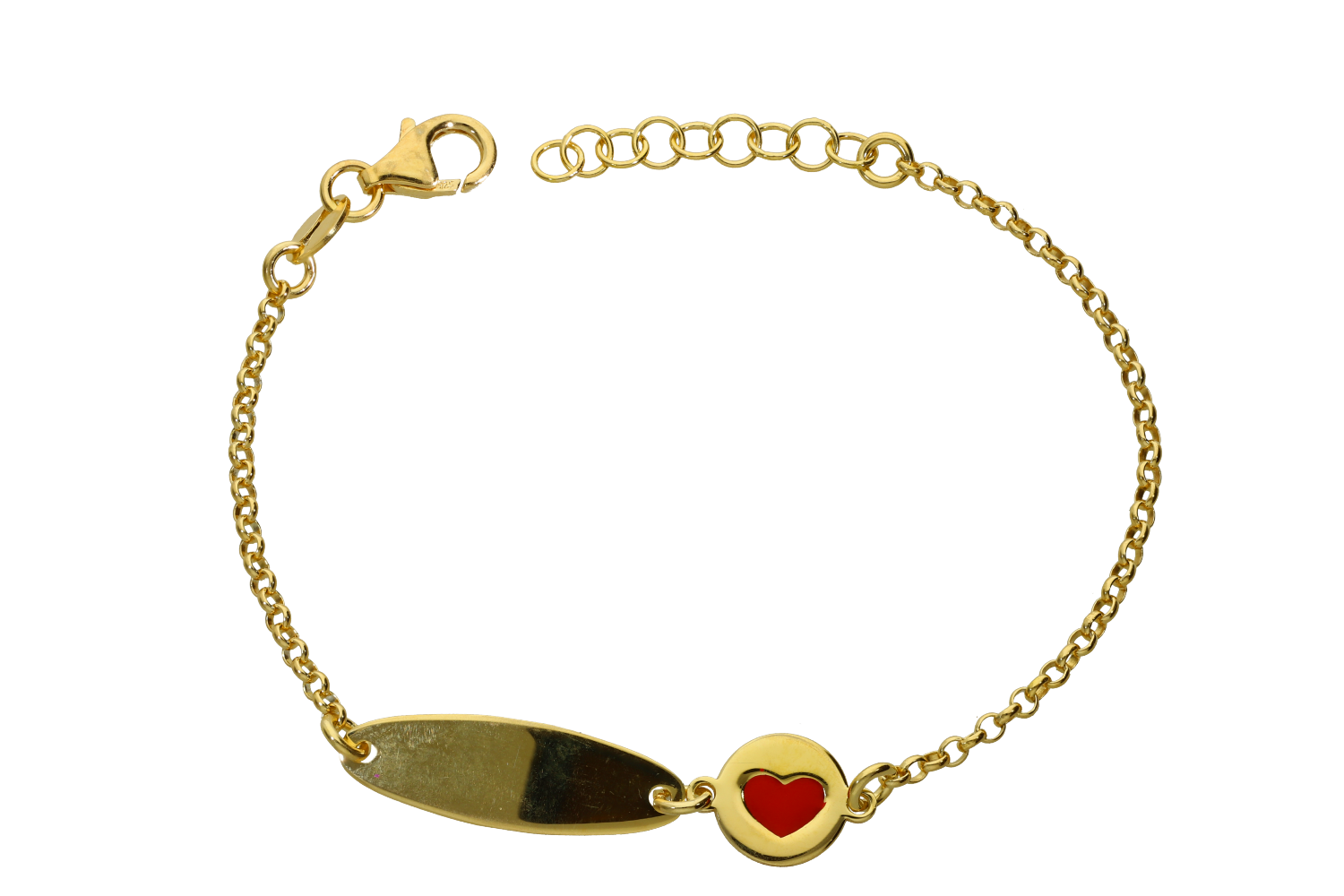 Ταυτότητα σε επιχρυσωμένο ασήμι 925° με καρδούλα