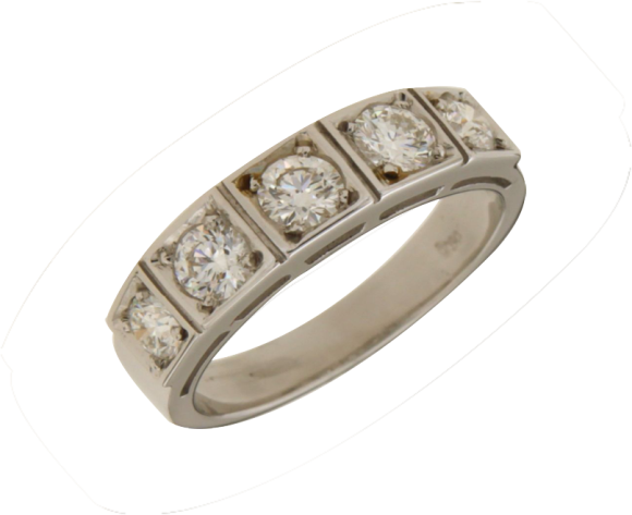 Δαχτυλίδι σε λευκόχρυσο 18K σειρέ τετραγωνισμένο ντεγκραντέ με διαμάντια 