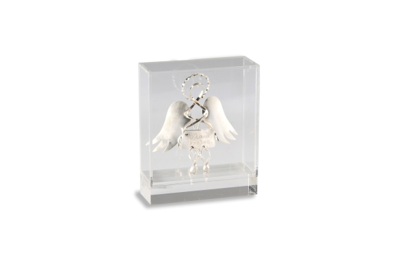 Διακοσμητικό σε ασήμι 925° Αγγελος χειροποίητος σε κουτί από πλέξ γλας από τη σειρά my angel