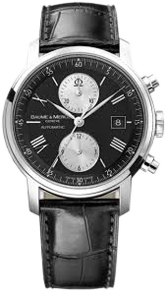 Ρολόι Ανδρικό Baume & Mercier σε Ατσάλι Classima Executive 8733, Aυτόματος χρονογράφος με μαύρο καντράν και λουράκι 4834246