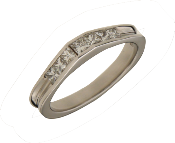 Δαχτυλίδι σε λευκόχρυσο 18Κ Σειρέ με καρέ Διαμάντια