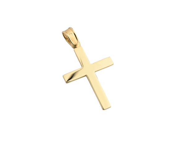 Σταυρός Βάπτισης για Αγόρια σε χρυσό 14Κ, Ορθογώνιος τετραγωνισμένος γυαλιστερός