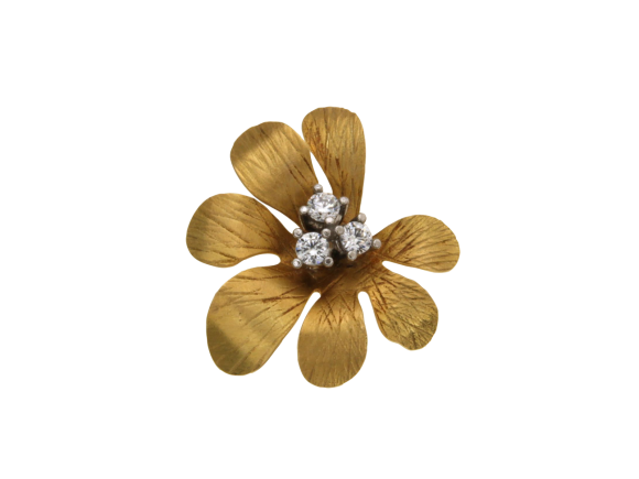 Μενταγιόν σε χρυσό 14Κ Λουλούδι με 7 φύλλα και 3 ζιργκόν στο κέντρο 