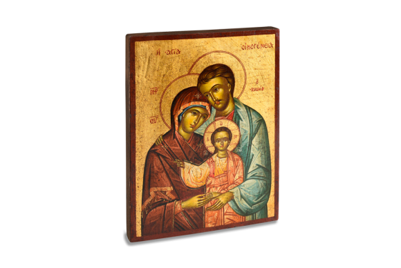 Εικόνα Αγιογραφίας σε ξύλ, χειροποίητη με Αγία Οικογένεια