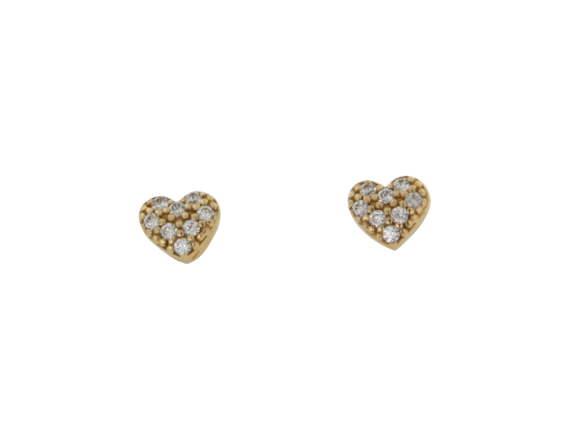 Σκουλαρίκια χρυσό Κ14 καρδούλα μίνι με ζιργκόν