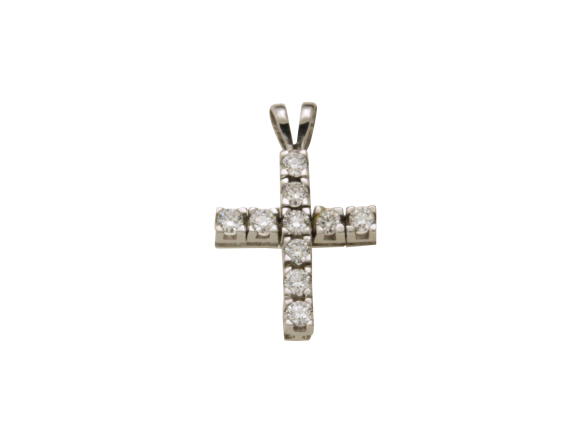 Σταυρός γυναικείος αρραβώνων γάμου ή βαπτιστικός για κορίτσι σε λευκόχρυσο κ18 ορθογώνιος κλασσικός σειρέ με διαμάντια