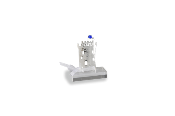Διακοσμητικό σε Ασήμι 925° Λευκός Πύργος σε βάση πλέξι γκλας