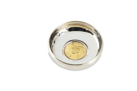 Μπωλ σε ασήμι 925° γυαλιστερό με νόμισμα στο κέντρο (Μεγ. Αλέξανδρο ή Μέλισσα )