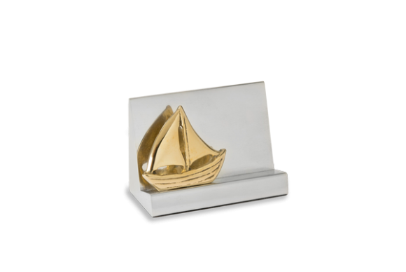 Καρτοθήκη σε αλουμίνιο Πλάτη με Καράβι - Βάρκα σε ορέιχαλκο