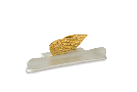 Μολυβοθήκη σε αλουμίνιο και ορείχαλκο ματ με επιτραπέζια με Φτερά σε ορείχαλκο
