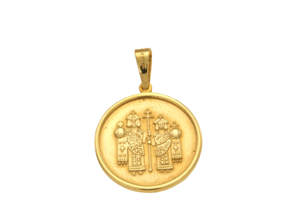 Κωνσταντινάτο σε χρυσό 14Κ στρογγυλό δύο όψεων με IC XC NIKA και σταυρό από κύκλους στης Β όψη
