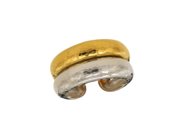 Δαχτυλίδι σε ασήμι 925° χειροποίητο, σφυρήλατο δίχρωμο, ανοιχτό από κάτω