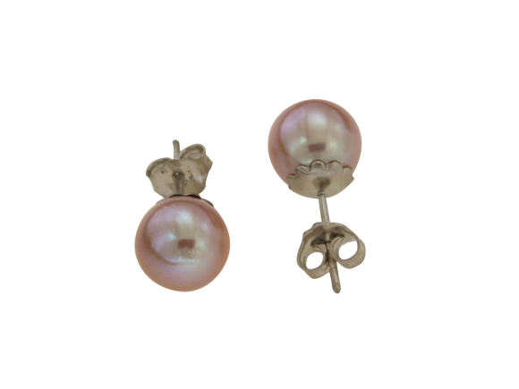 Σκουλαρίκια σε λευκόχρυσο 14Κ με ροζ μαργαριτάρια γλυκού νερού