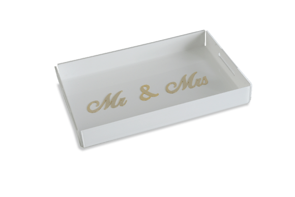 Δίσκος σε πλέξι γκλας με σχέδιο Mr & Mrs