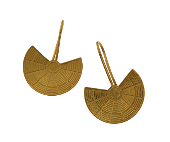 Σκουλαρίκια σε ασήμι 925° επίχρυσο, χειροποίητα, Αρχαίο Θέατρο με τσιγκέλι