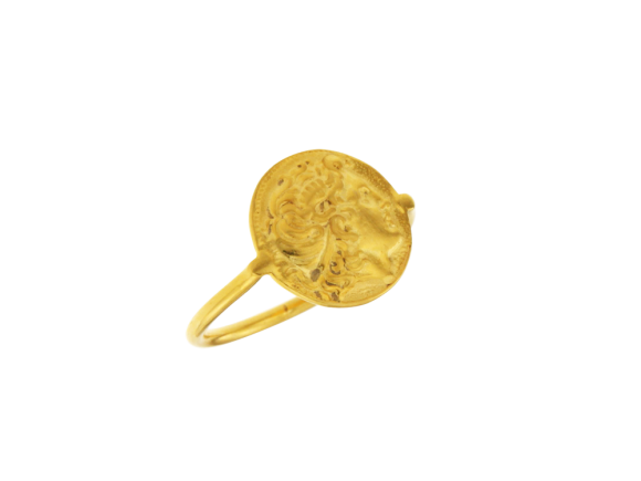 Δακτυλίδι σε ασήμι 925° με Νόμισμα κεφαλή Αλεξάνδρου κερασφόρου με Αθηνά Νικηφόρο Λυσιμάχου