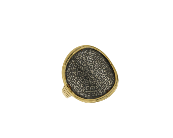 Δακτυλίδι σε ασήμι 925°  Δίσκος της Φαιστού, μεσαίο οξειδωμένο στο κέντρο