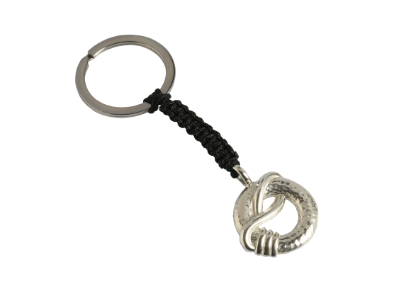 Κλειδοθήκη ΑΕΝΑΟΝ, γούρι του 2018 σε ασήμι 925° με κορδόνι μακραμέ και ατσάλινο κρίκο