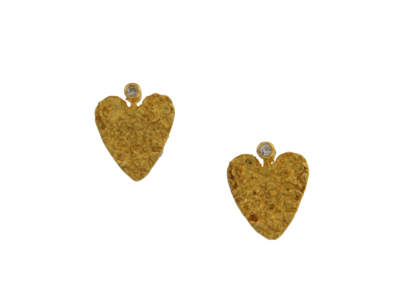 Σκουλαρίκια σε χρυσό 18K καρδιές μικρές ζαγρέ με Διαμάντια  
