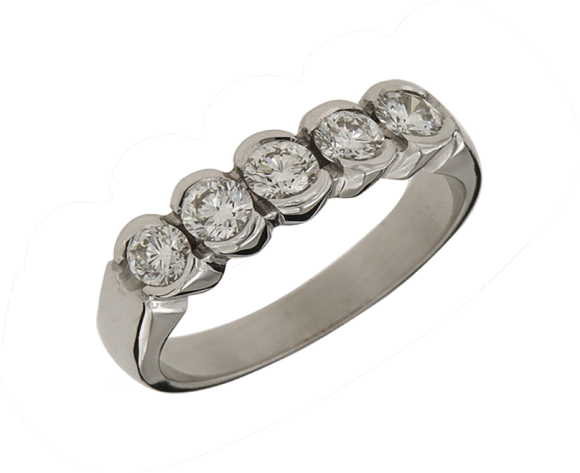 Δαχτυλίδι σε λευκόχρυσο 18K σειρέ με πέντε πιστοποιημένα διαμάντια