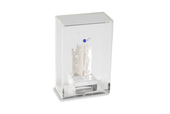 Διακοσμητικό σε Ασήμι 925° Λευκός Πύργος σε κουτί πλέξι γκλας